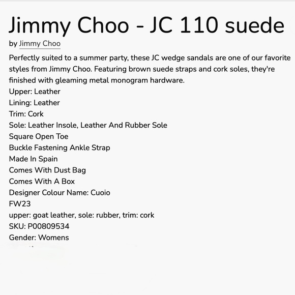 Jimmy Choo - JC 110 Goat Leather Suede Wedge Sandal 39/US9 - Picture 5 of 9